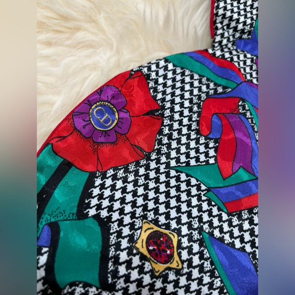 Christian Dior Vintage Lingerie /Hosiery Bag Rare!Houndstooth Ribbon Logo Print - Picture 9 of 15